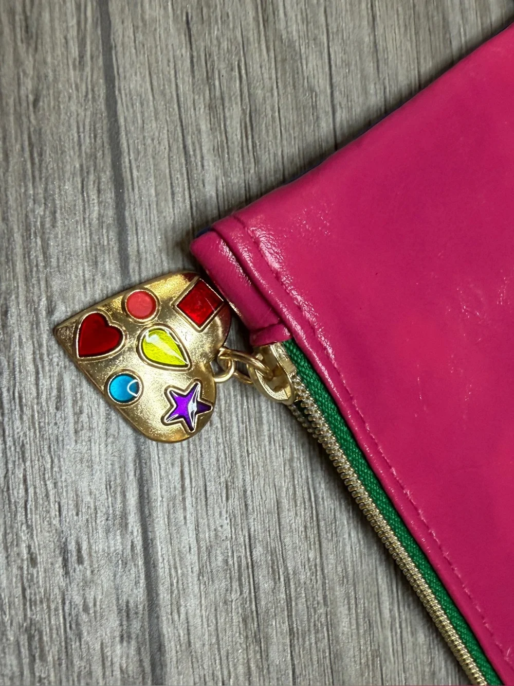 IPSY Colorblock Faux Leather Makeup Bag Pink Blue Cosmetic Pouch